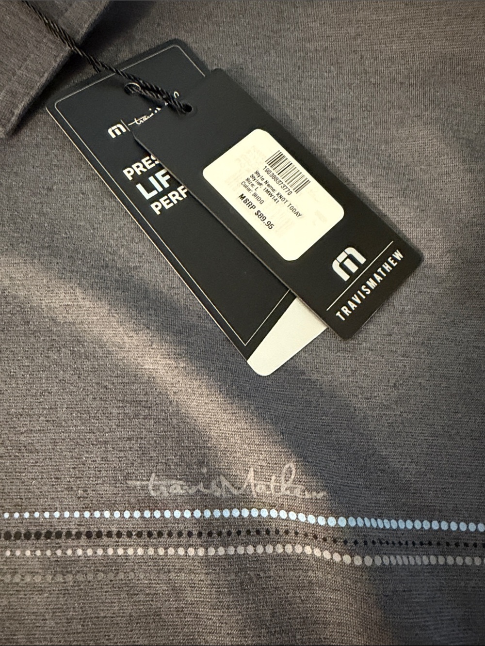 NWT Men's Gray Performance Polo Shirt - Modern Stripe Detail - Picture 3 of 4